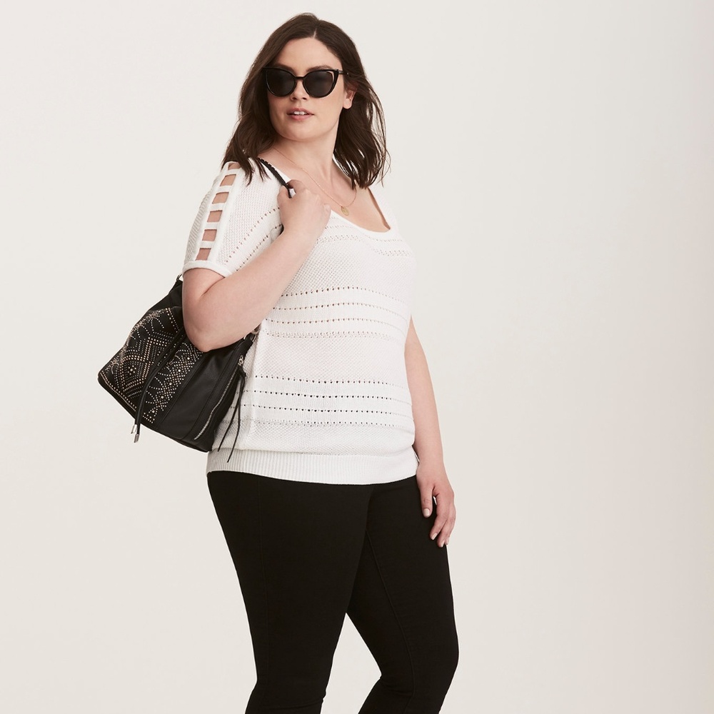 Open Stitch Lattice Shoulder Sweater - Size 1